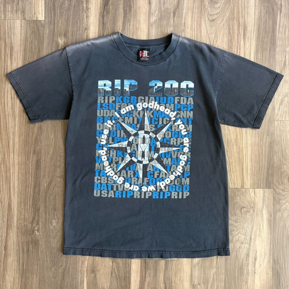 Vintage Godhead Band T-Shirt Men's Size L 1990s Rip 20C Black Faded Giant